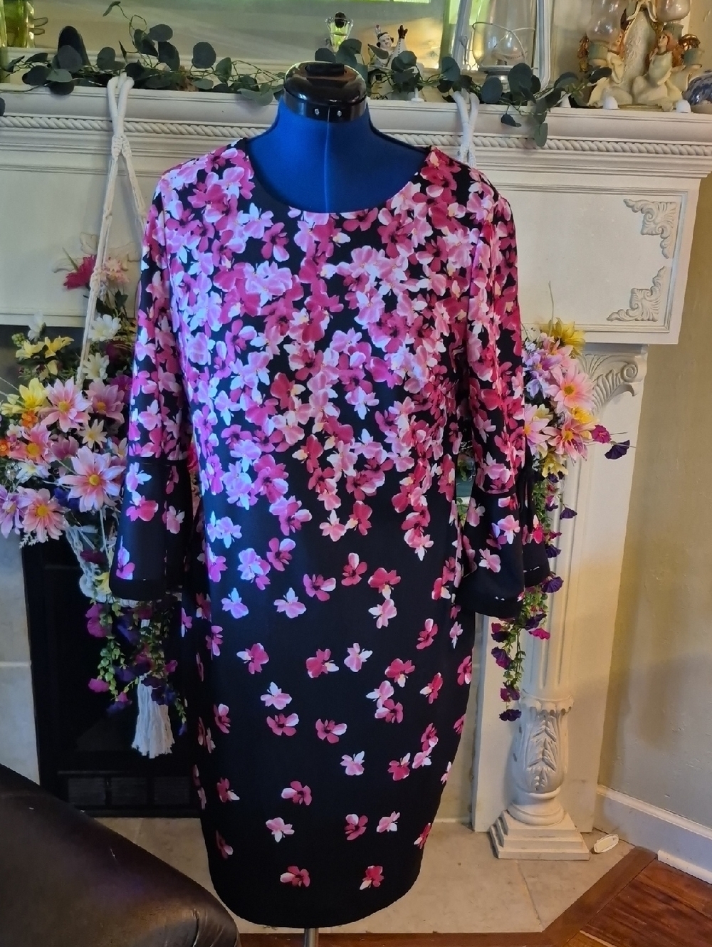 Calvin Klein Semi Formal Party Floral Pattern Shift/Sheath DressSz.14. (#1884B)